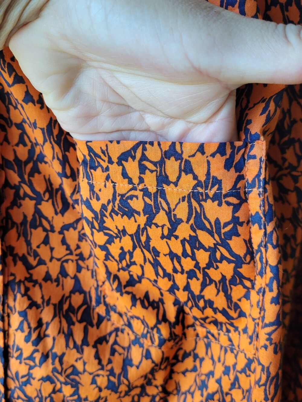 J Crew Factory Blue & Orange Floral Print Blouse Size Med Long Sleeve Collard - Picture 9 of 9